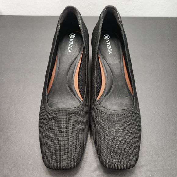 VIVAIA Melody Square Toe Heels 39/8 Black Career Office Business Girlboss - Picture 2 of 8